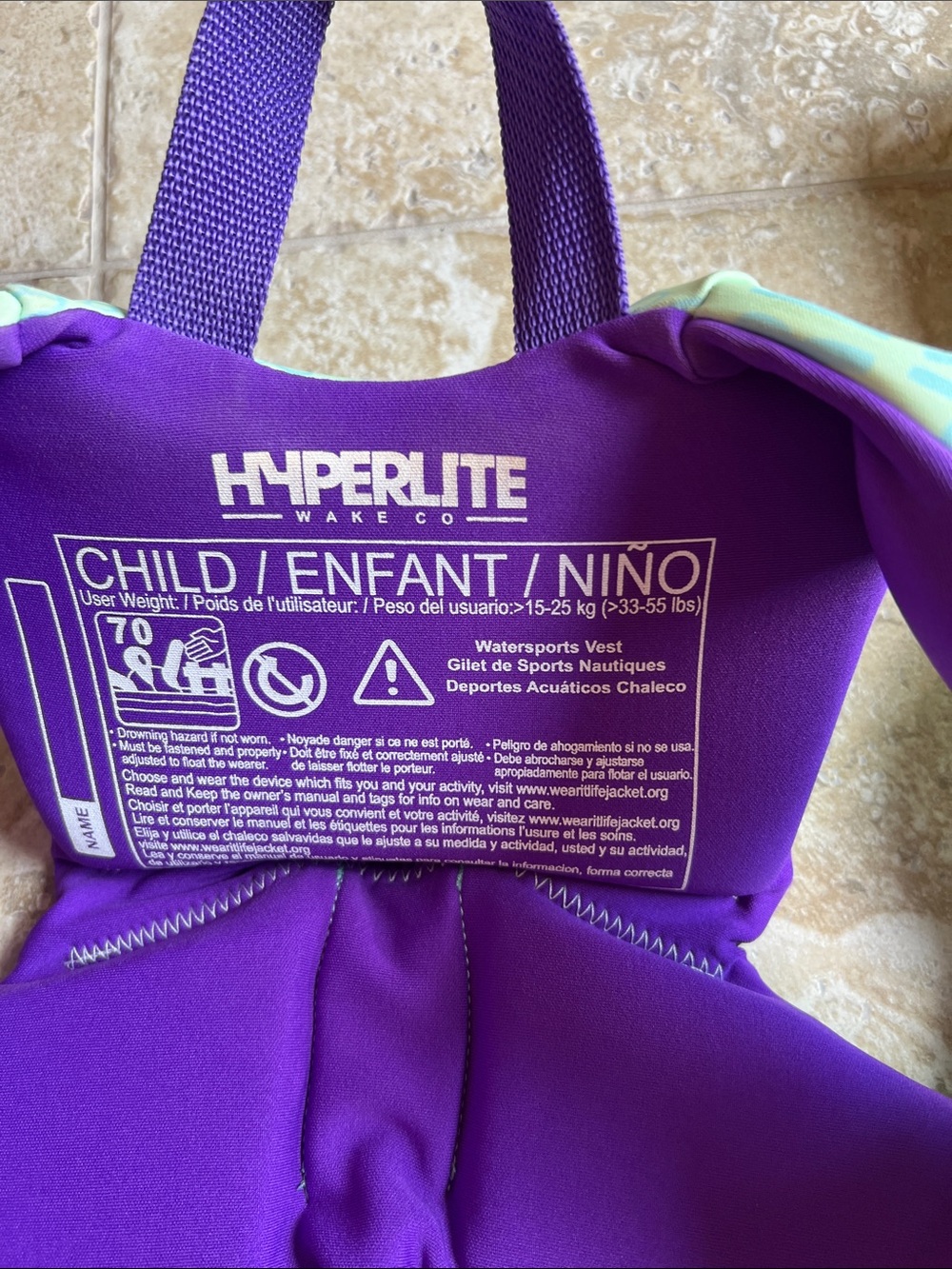 Hyperlite Kids Life Jackets - Teal & Purple (Pair) - Picture 3 of 4
